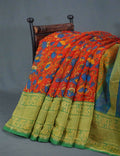 Multi Shades Of Red And Green Kalamkaari Design Semi Chanderi Saree By Gayathri Reddy Designer Studio