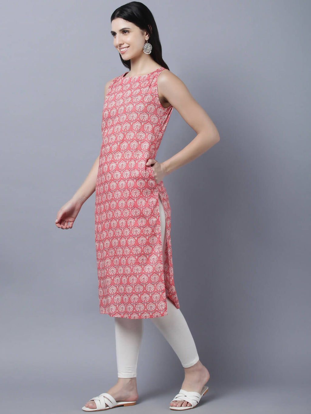 Myshka Stylish Pink Sleeveless Women's Kurta