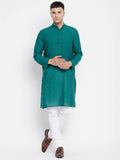 Even Apparels Green Rayon Men's Kurta With Band Collar