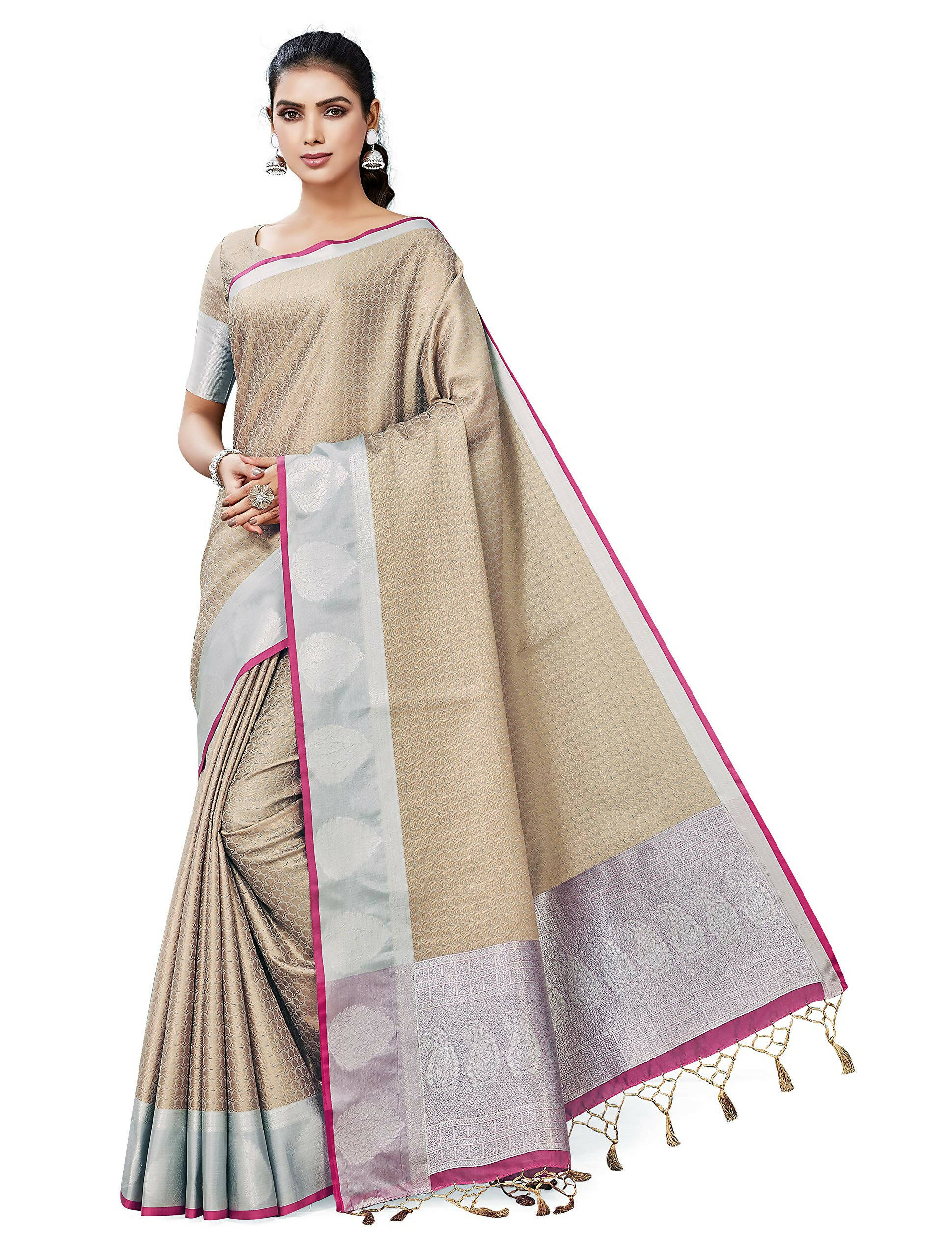 Mimosa Women's Banarasi Art Silk Brown Saree
