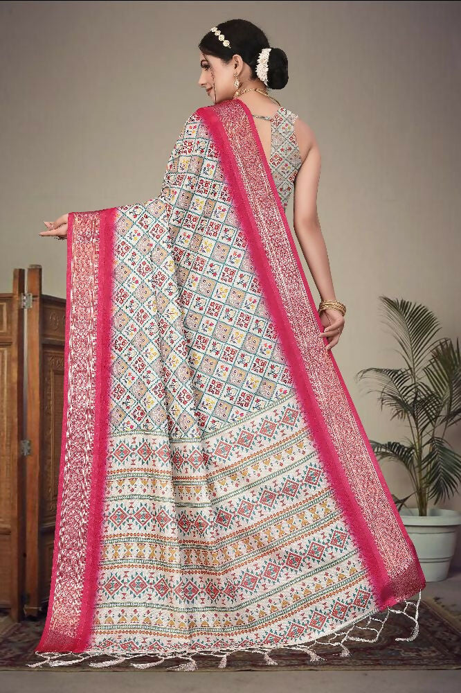 PR Fashion Multi Heavy Rich Cotton Silk Digital Print & Jacquard Saree