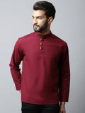 Even Apparels Maroon Color Pure Cotton Men's Kurta With Side Placket (SLD1182)