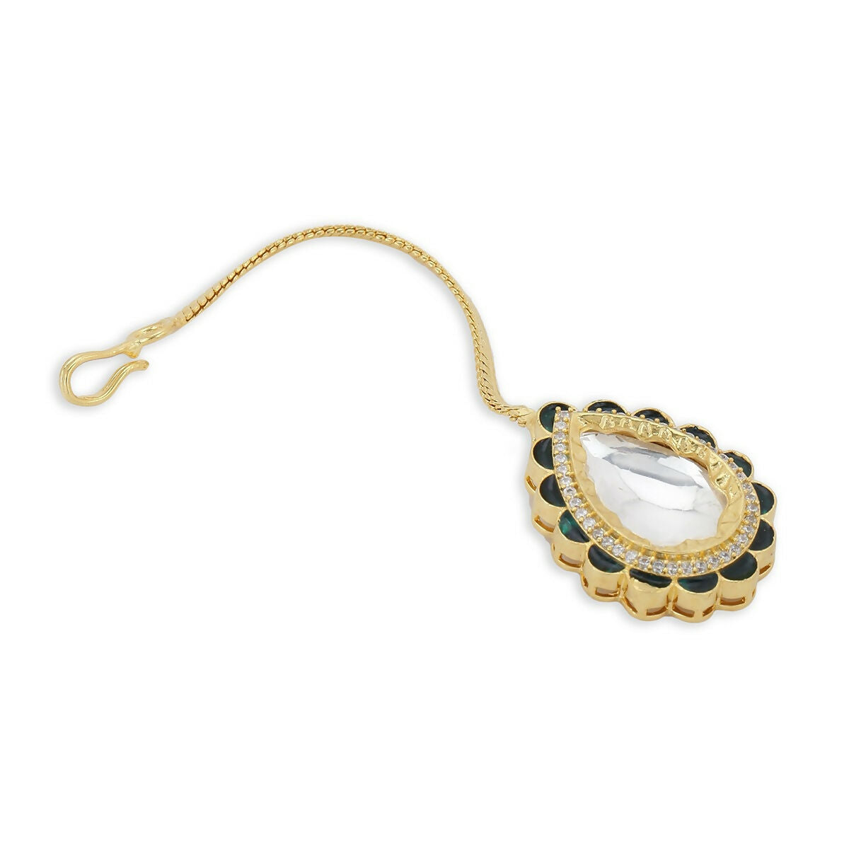 Teardrop Meenakari Kundan Maang Tikka- Ruby Raang