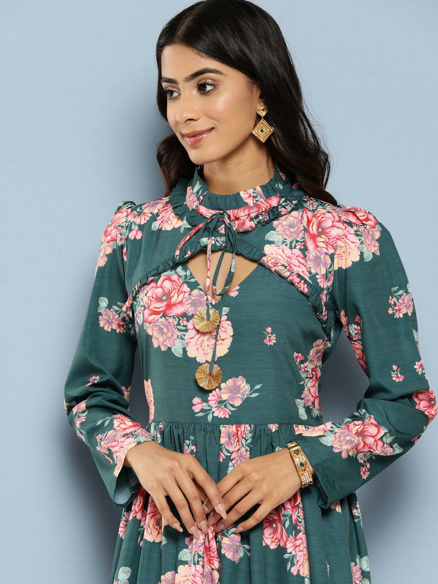 Ahalyaa Women's Traditional wear Ethnic Dress - Green