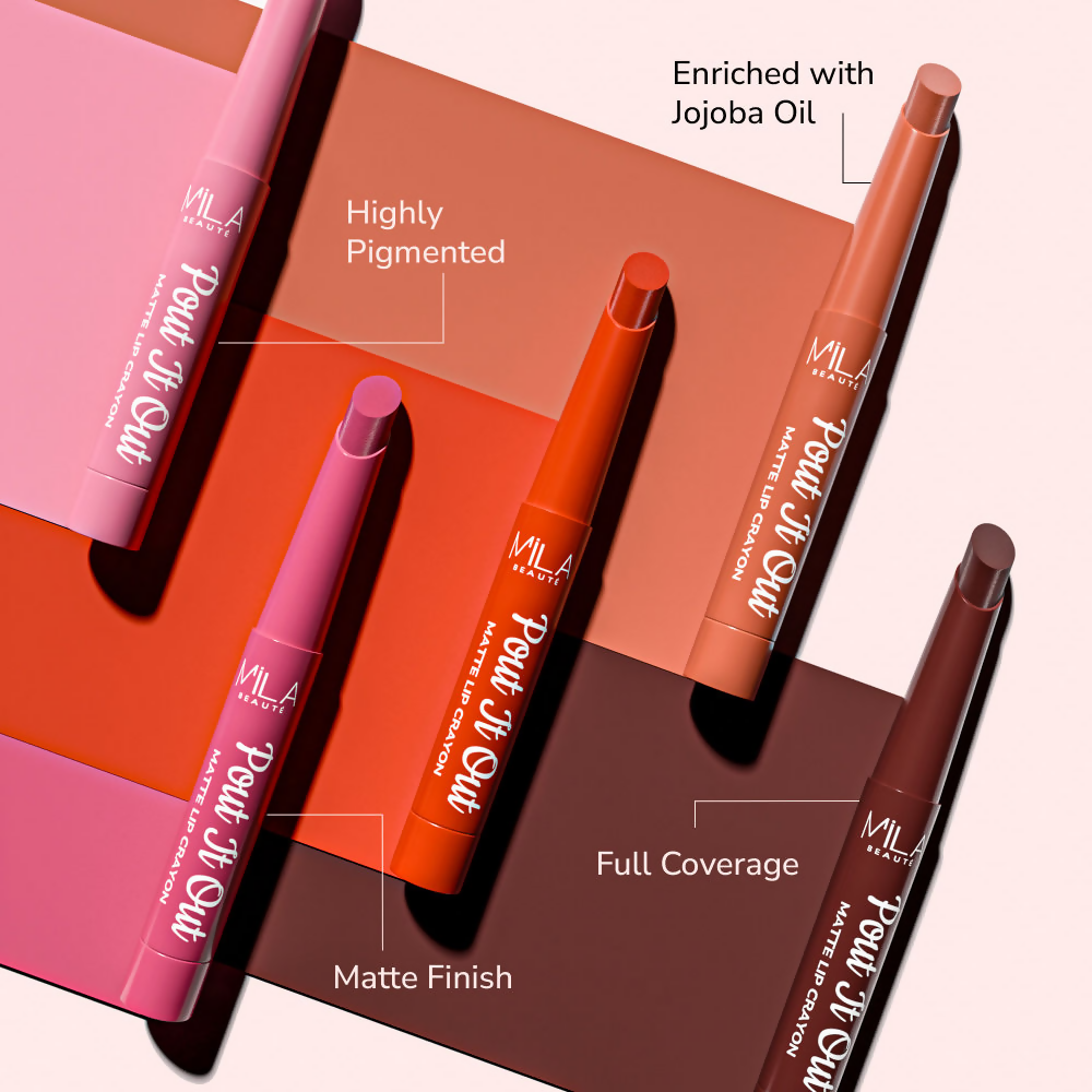 Mila Beaute Pout It Out Long Lasting & Matte Finish Lip Crayon Lipstick - Ariel