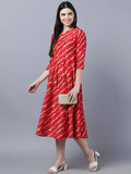 Myshka Women's Stylish Red 3/4 Sleeve Dress