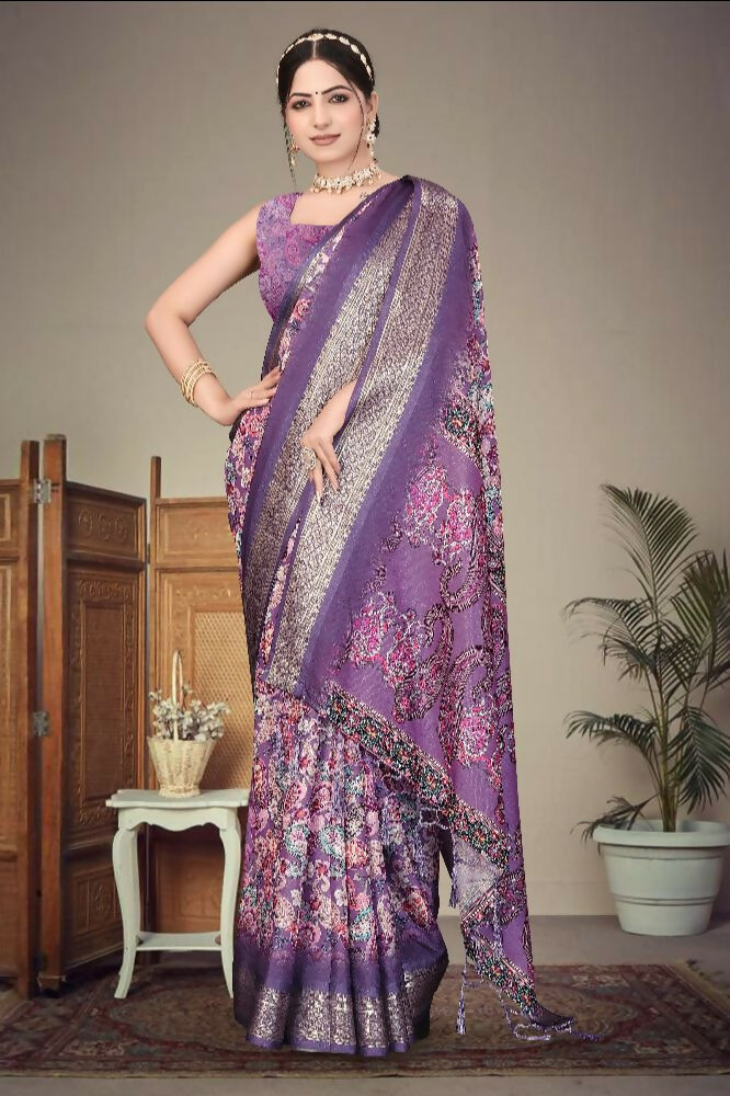 PR Fashion Multi Heavy Rich Cotton Silk Digital Print & Jacquard Saree