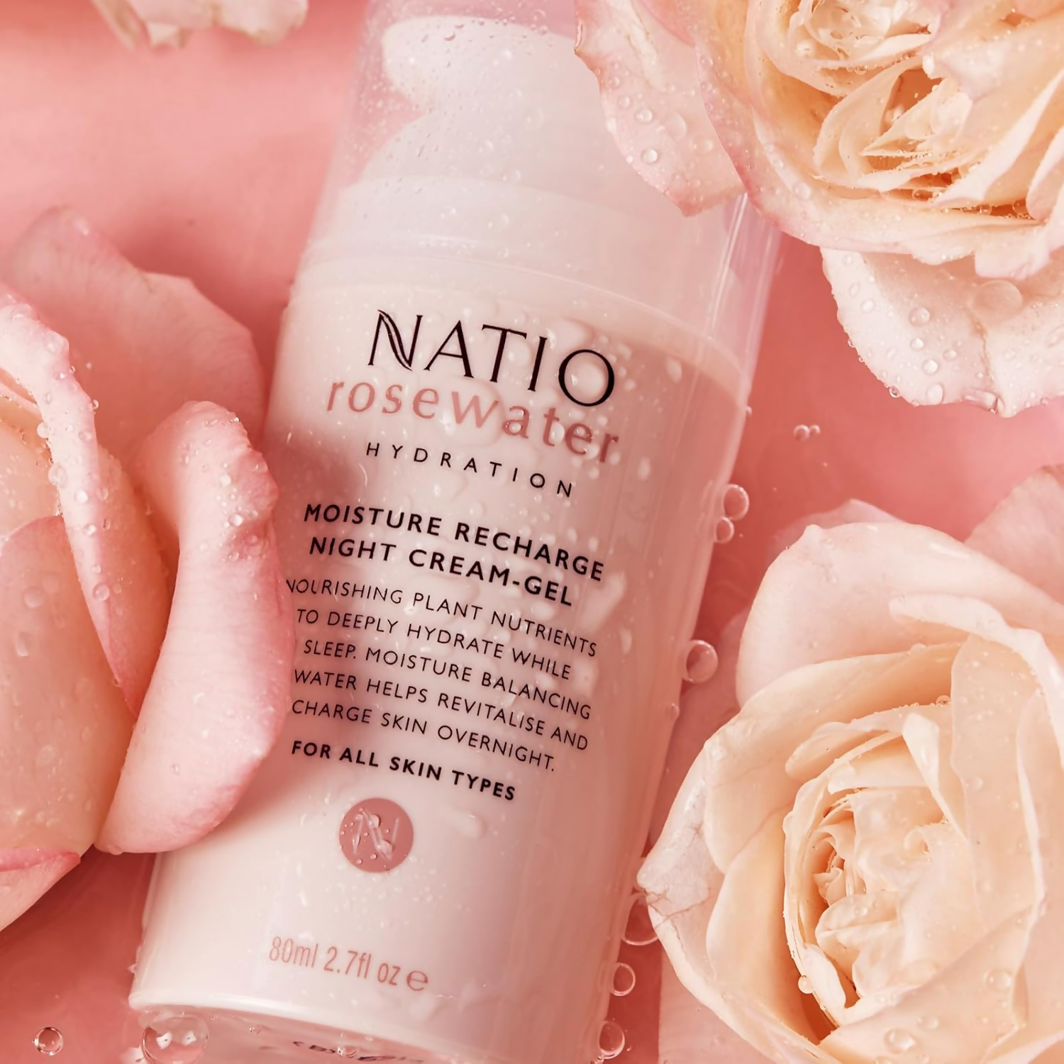 Natio Rosewater Moisture Recharge Night Cream Gel