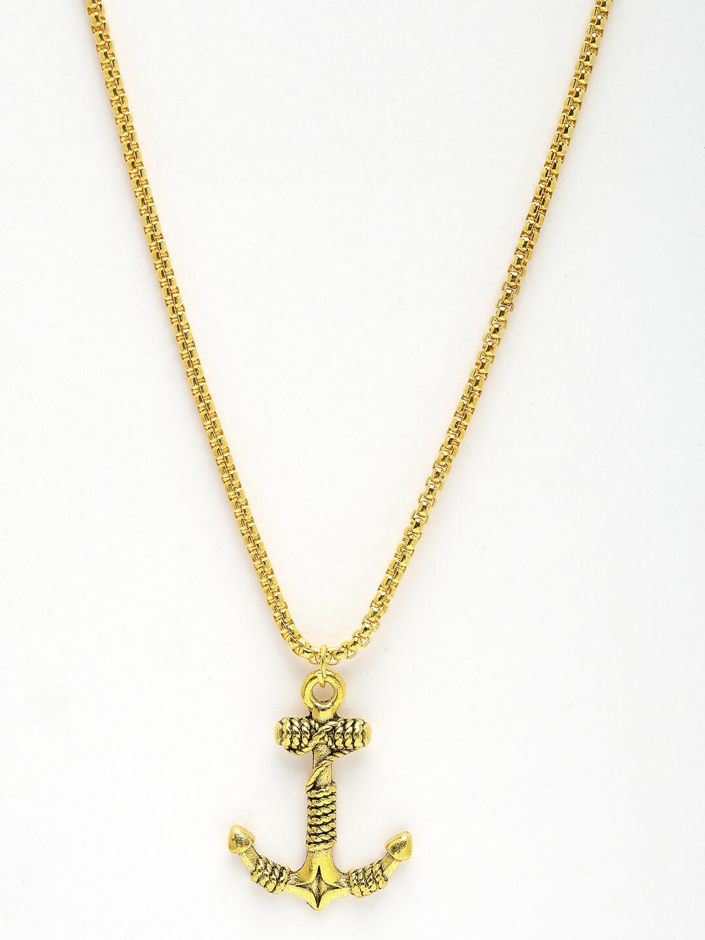 NVR Men's Gold-Polished Stainless Steel Pendant with Chain