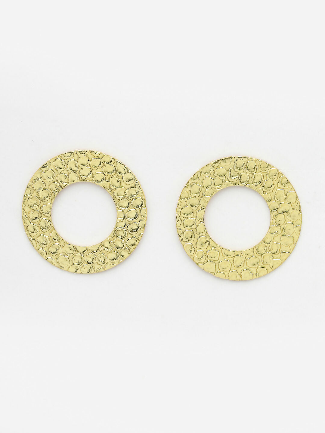 NVR Women Gold-Polished Cut Out Circle Drop Earrings