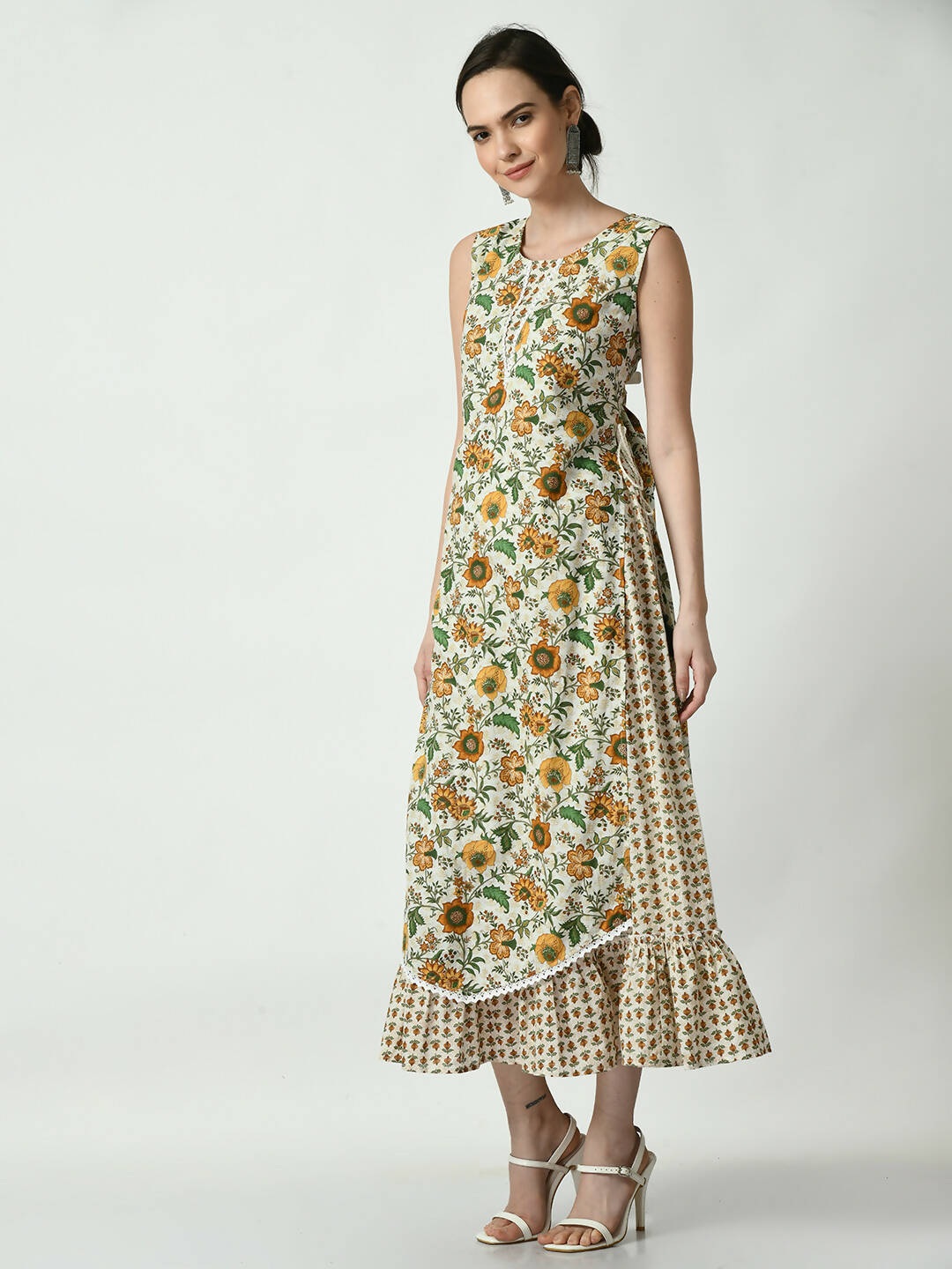 Myshka Women's Multi Floral Printed Gown Dress