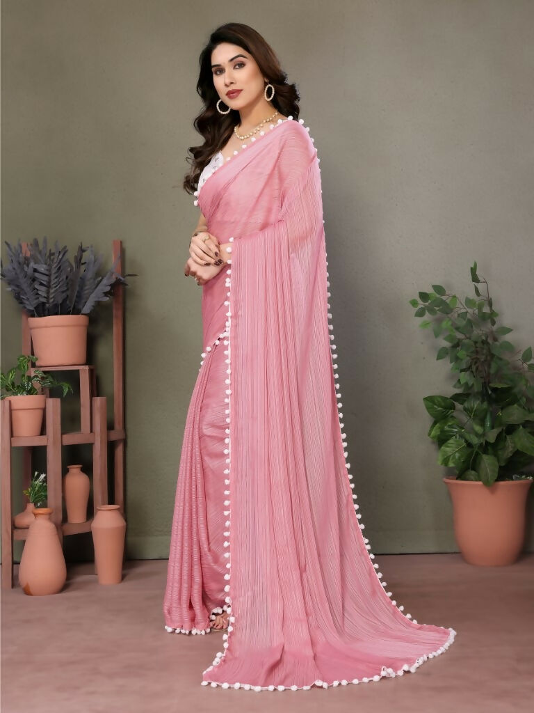 Designer Partywear Pink Banglor Fancy Saree - Kanak
