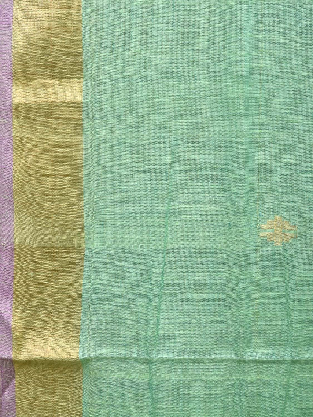 Sea Green Khadi Cotton Handloom Saree with Birds Pallu Design - Global Threads