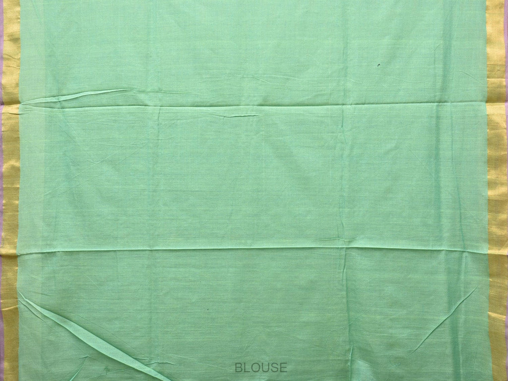 Sea Green Khadi Cotton Handloom Saree with Birds Pallu Design - Global Threads