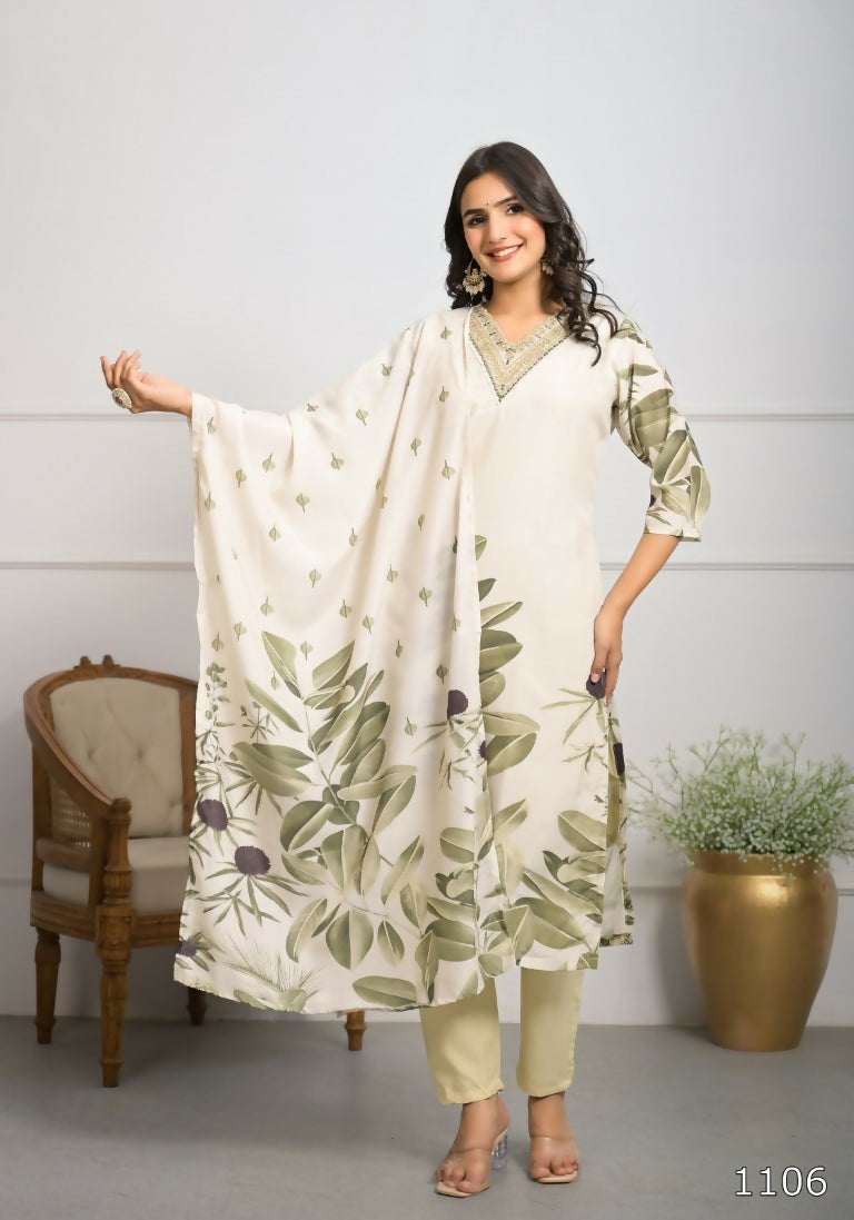 Festive Wear Ethnic White frencs crepe With Cotton Lining Stitched Suit With Dupatta - Tanisha