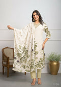Festive Wear Ethnic White frencs crepe With Cotton Lining Stitched Suit With Dupatta - Tanisha