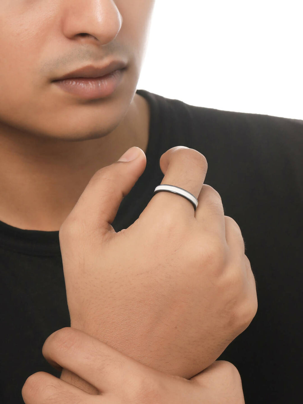NVR Men's Silver Metal Ring