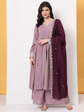 Yufta Silk Purple Anarkali Kurta Dupatta Palazzo Set