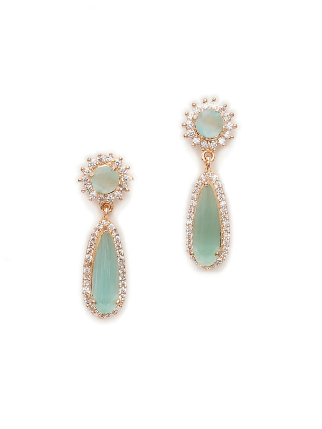 Long kundan earring (Mint green ) - Ruby Raang