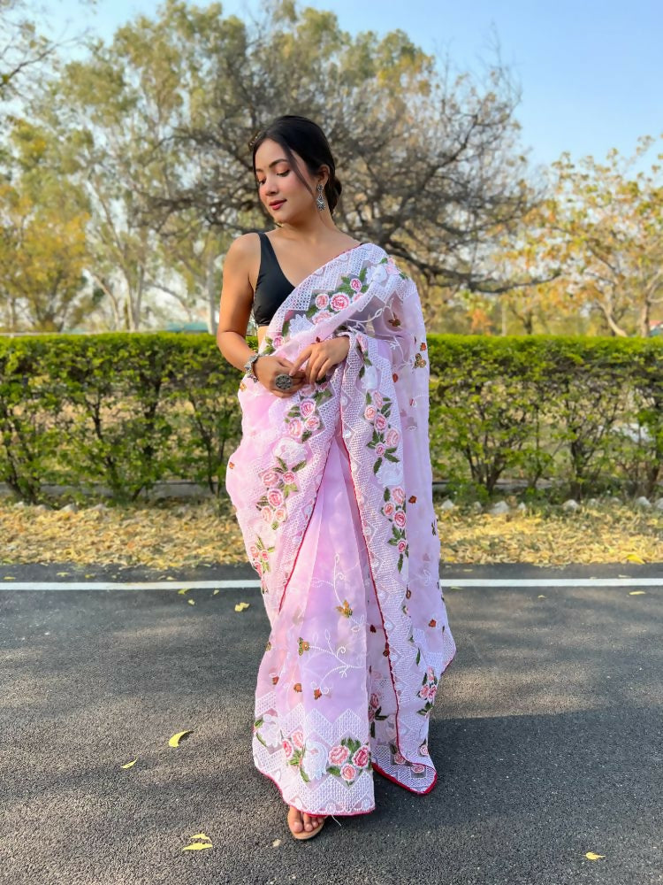 Vamsee Kamaljaal Lavender Organza Saree