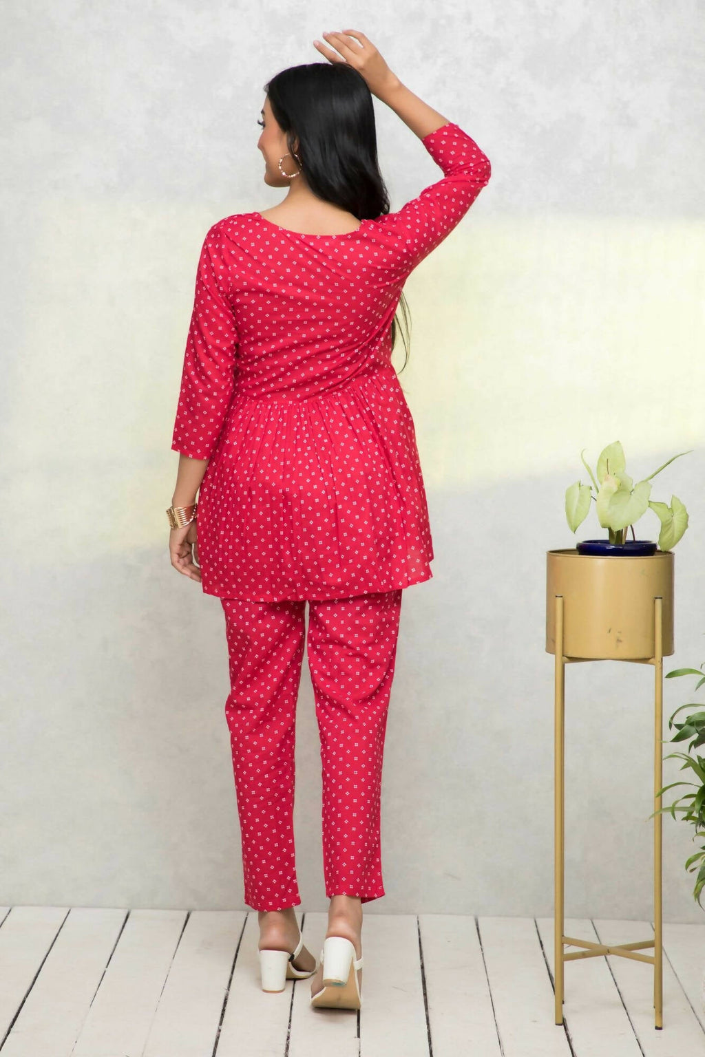 Myshka Women Red Printed Co-Ords