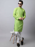 Even Apparels Green Pure Cotton Men's Kurta With Side Placket (SLD1193)