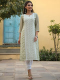 Juniper Women's Ltgreen Georgette Printed Kurta
