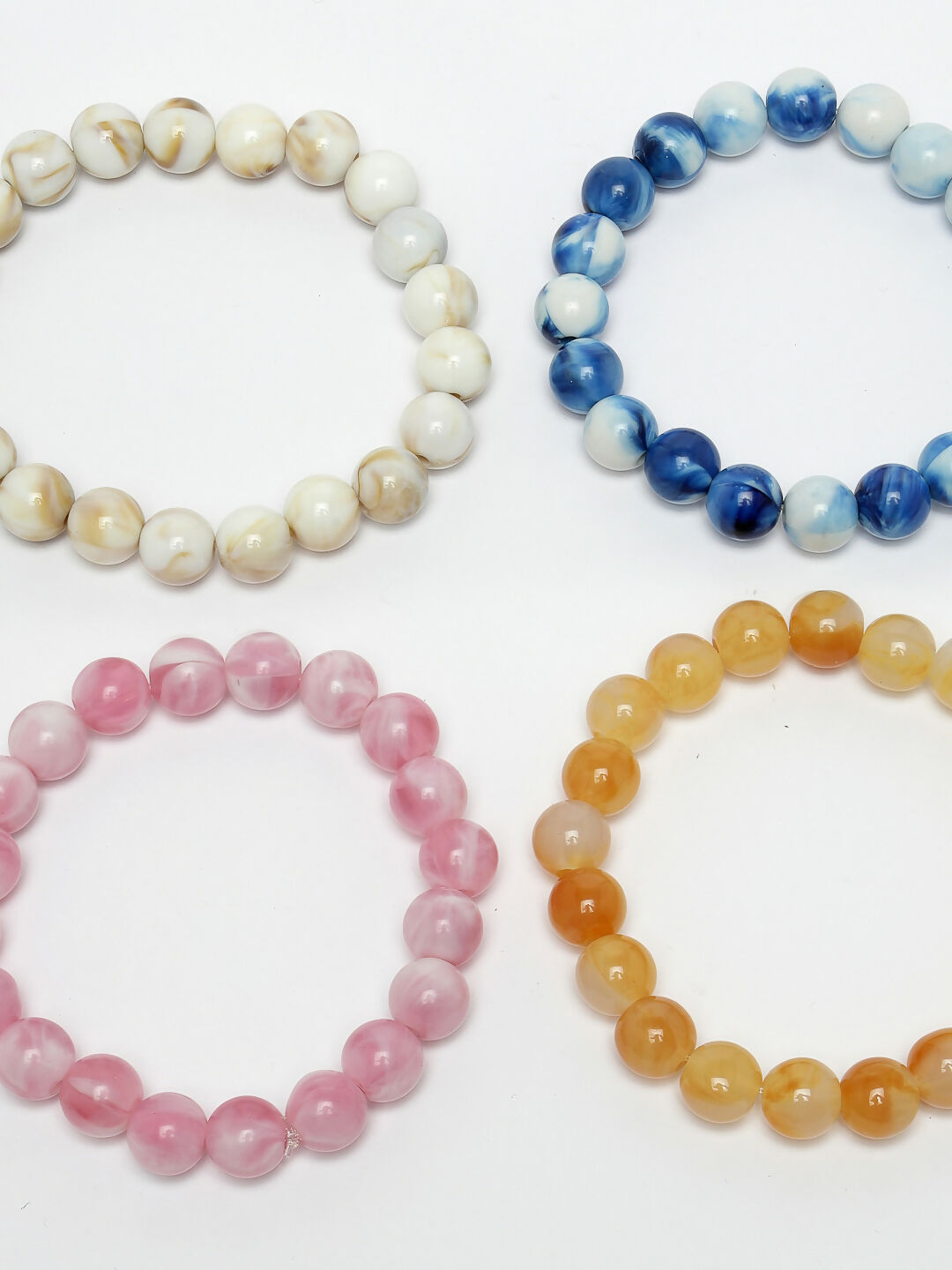 NVR Men & Women Set of 4 Artificial Beads-Beaded Evil Eye Elasticated Bracelet