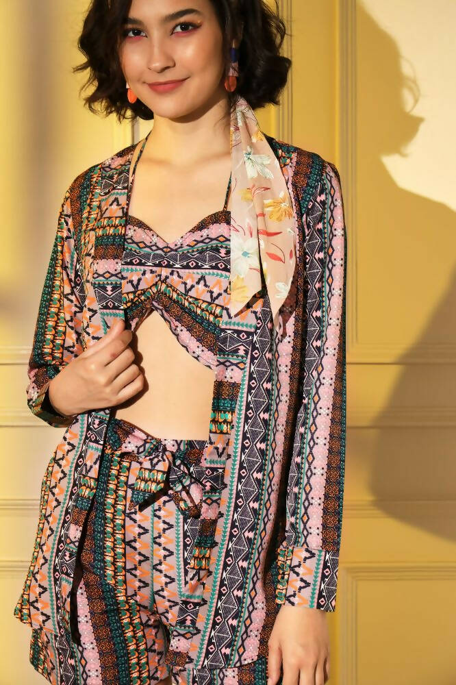 Multi Platinum Creap Printed Co-Sets - Femella