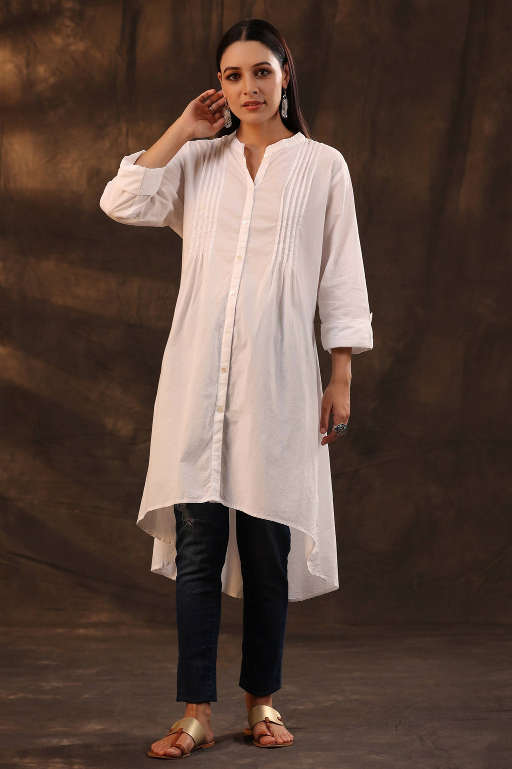 Juniper Women's White Cambric High-Low Tunic