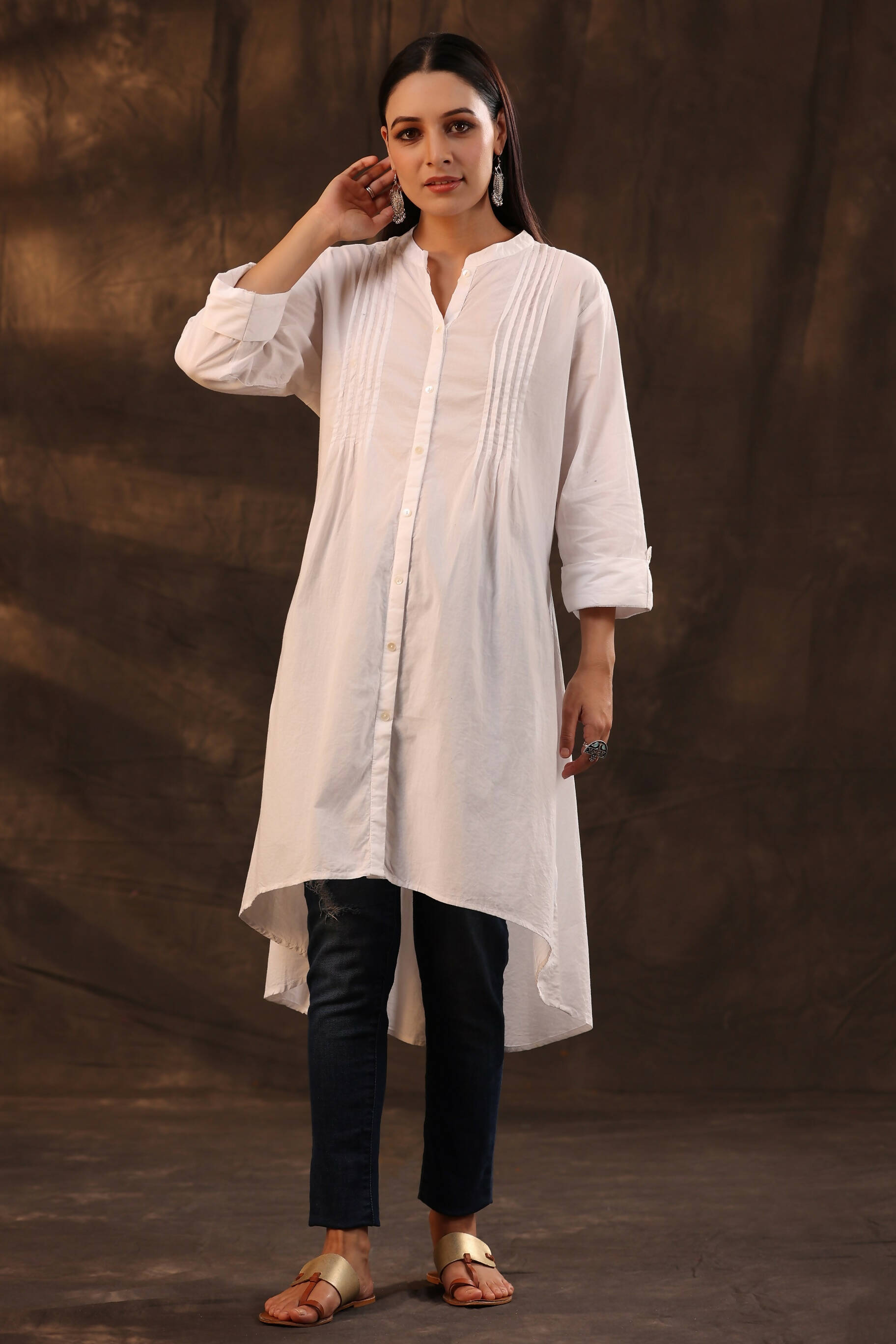 Juniper Women's White Cambric High-Low Tunic