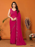 Partywear Designer Pink Georgette Fancy Saree - Starwalk