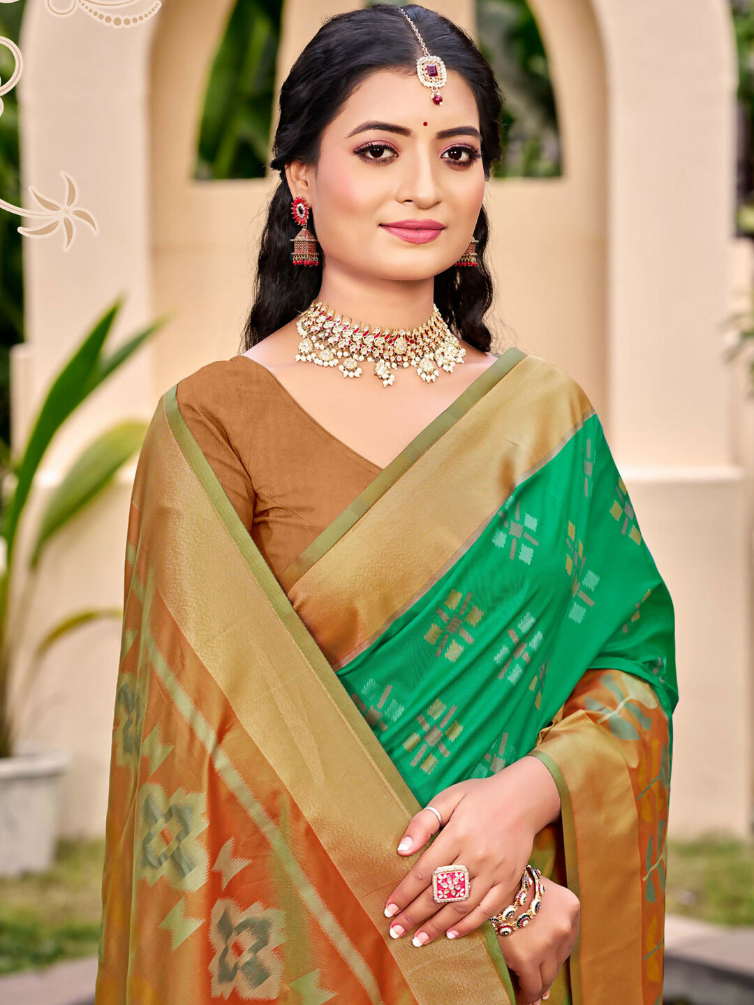 Shree Shyam Fashion Pochampalli Silk Brown Saree