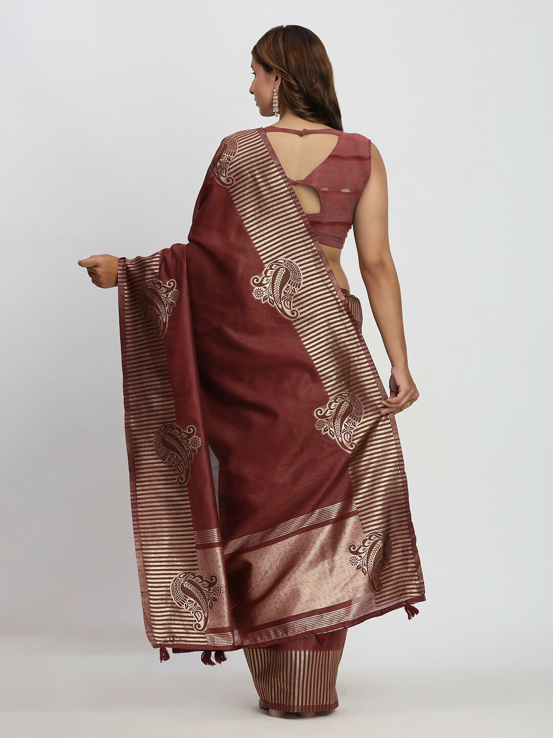 Shree Shyam Fashion Linen Cotton Maroon Saree