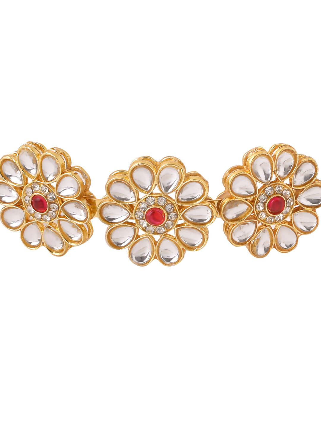 NVR Women's Rajputi Gold-Polished Kundan Matha Patti Hairband