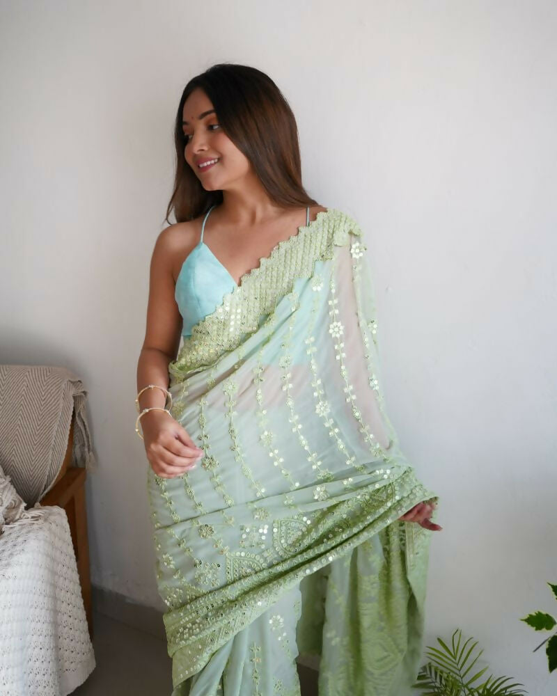 Vamsee Vani Green Georgette Saree