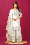 Teeya Creation Wine Color Chinnon Silk Heavy Embroidery Work Fully Stitched Sharara Suit