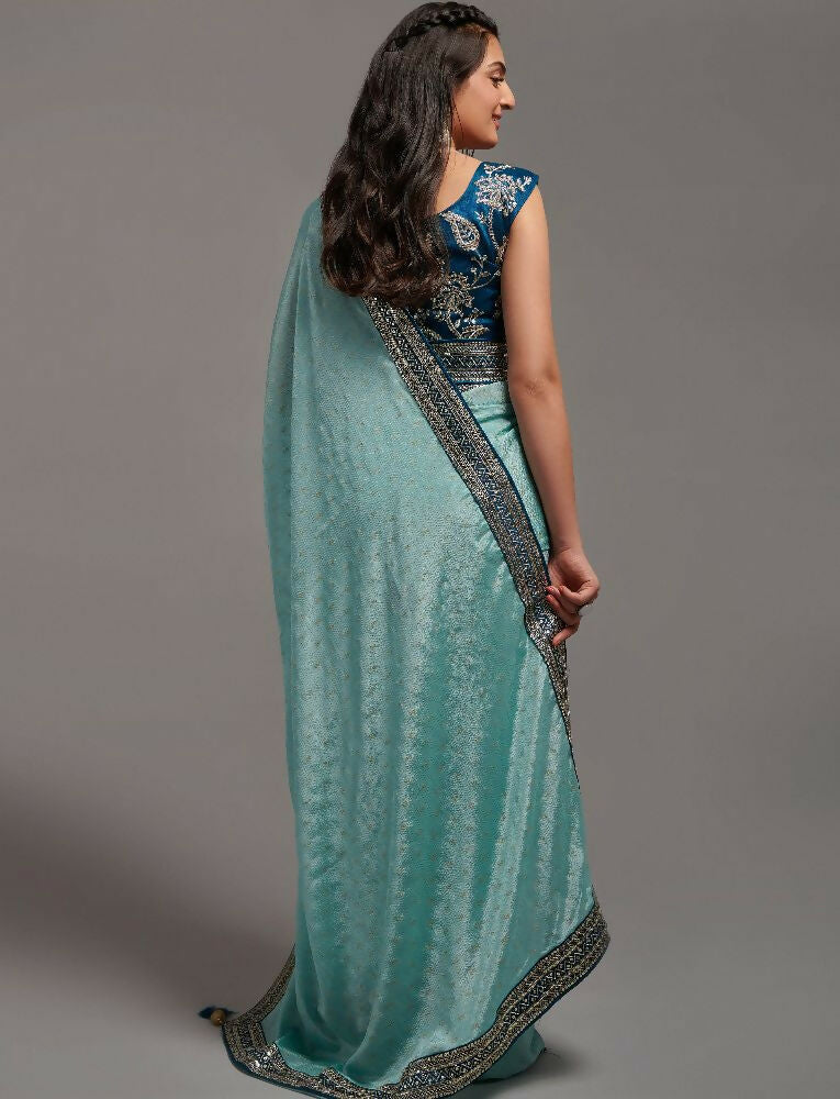 PR Fashion Sky Chinon Embroidery Lace Saree