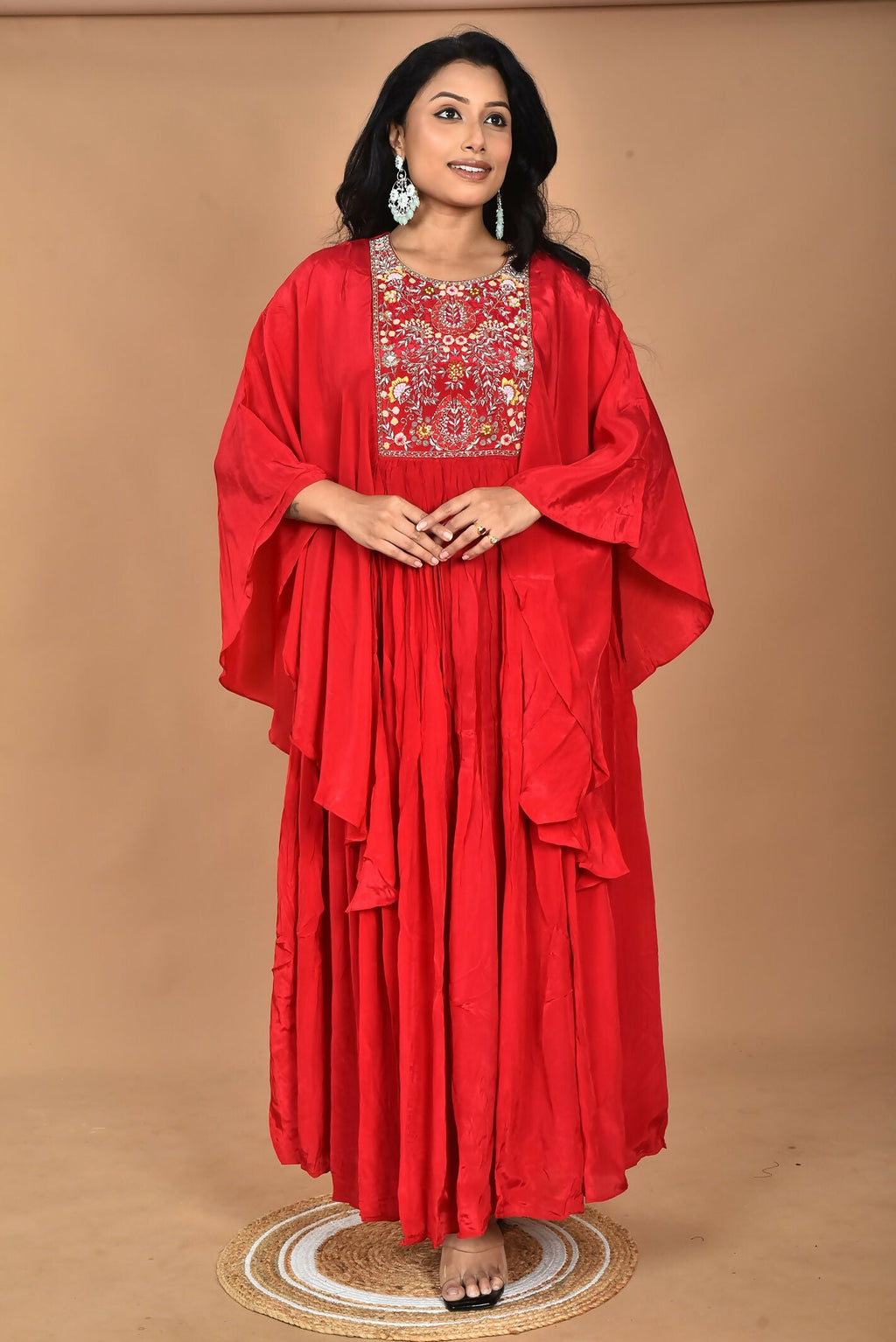 Morchari Kaftan Zari Embroidery Work Gown-Red