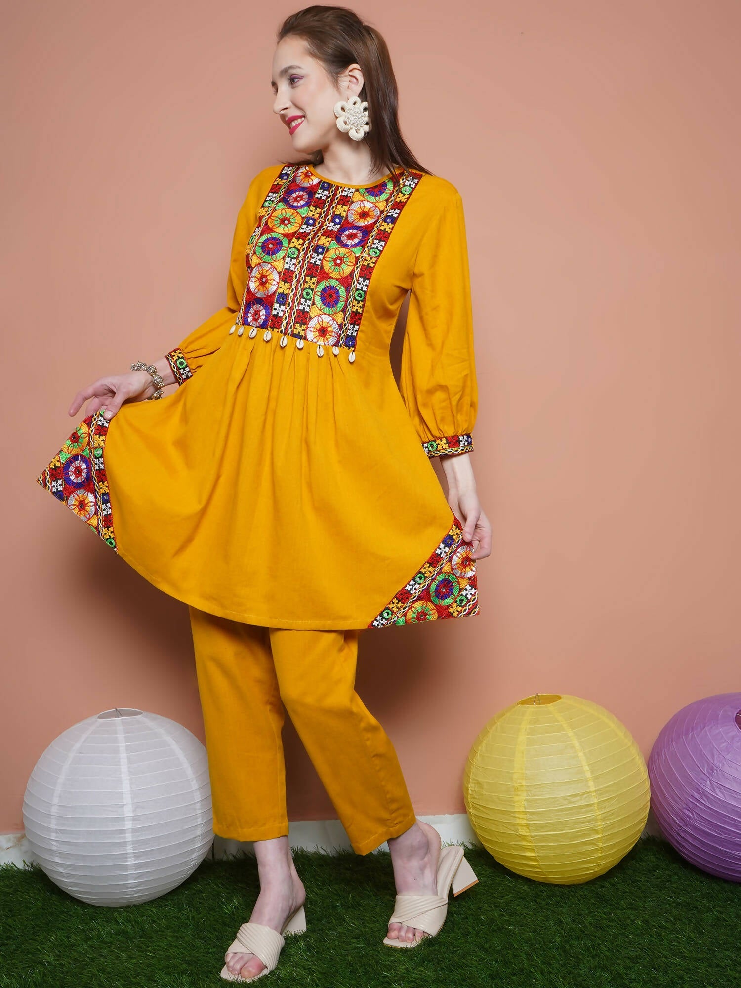 Women Republic Mustard Cotton Kurta Set