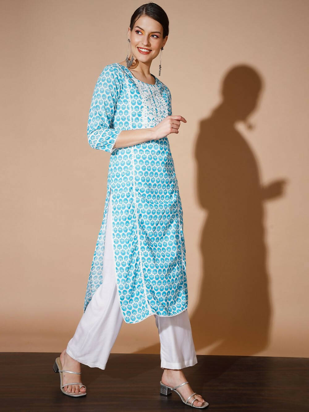 Myshka Women Blue Printed Kurtas