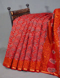 Shades of Red Chanderi Print Saree By Gayathri Reddy Designer Studio