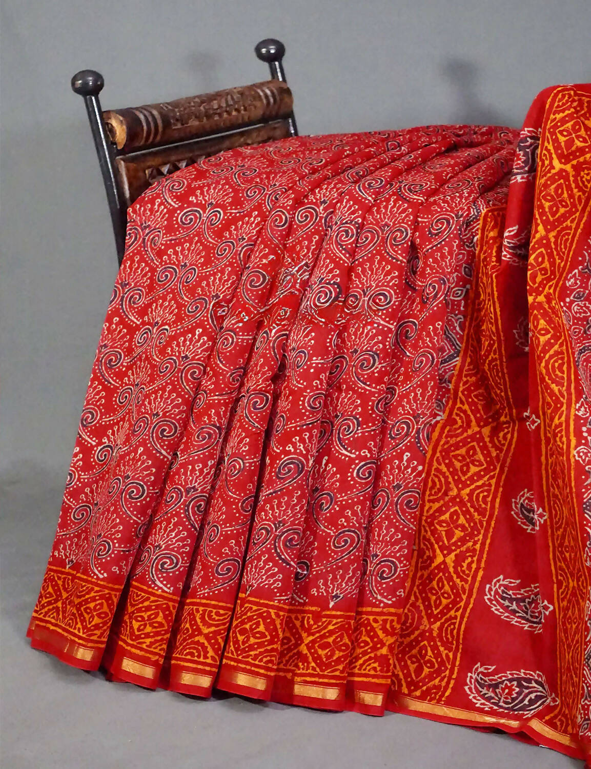 Shades of Red Chanderi Print Saree By Gayathri Reddy Designer Studio