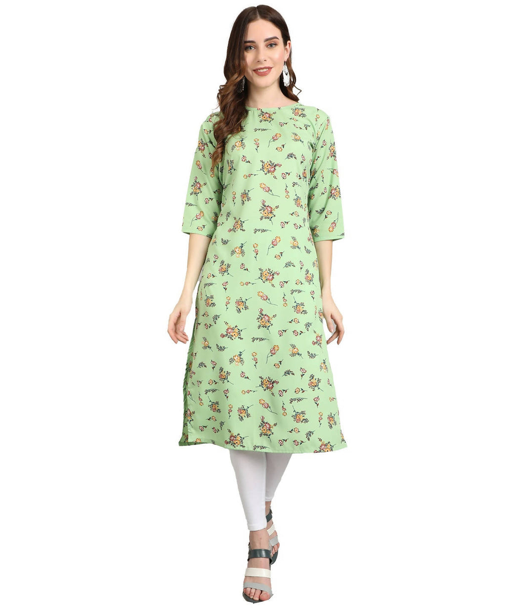 Vamika Pista French Crepe Printed Party Wear/Casual Wear Kurti