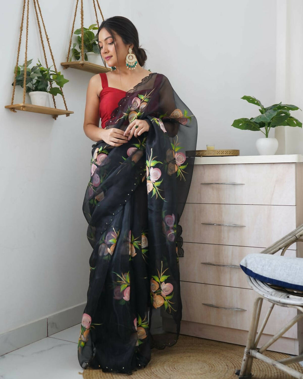 Vamsee Black Organza Saree