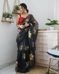 Vamsee Black Organza Saree