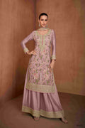 Festive Wear Ethnic Light Pink Chinon Stitched Suit With Dupatta - Zeeya