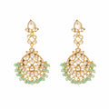 Nuyug 22K Gold Plated Regal Green Kundan Chandbali Earrings