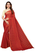 Vamika Ethnic Fire Red Jari Work Chiffon Saree