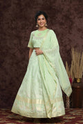 Juniper Women Mint Shantoon Embroidered Flared Lehenga Choli Sets